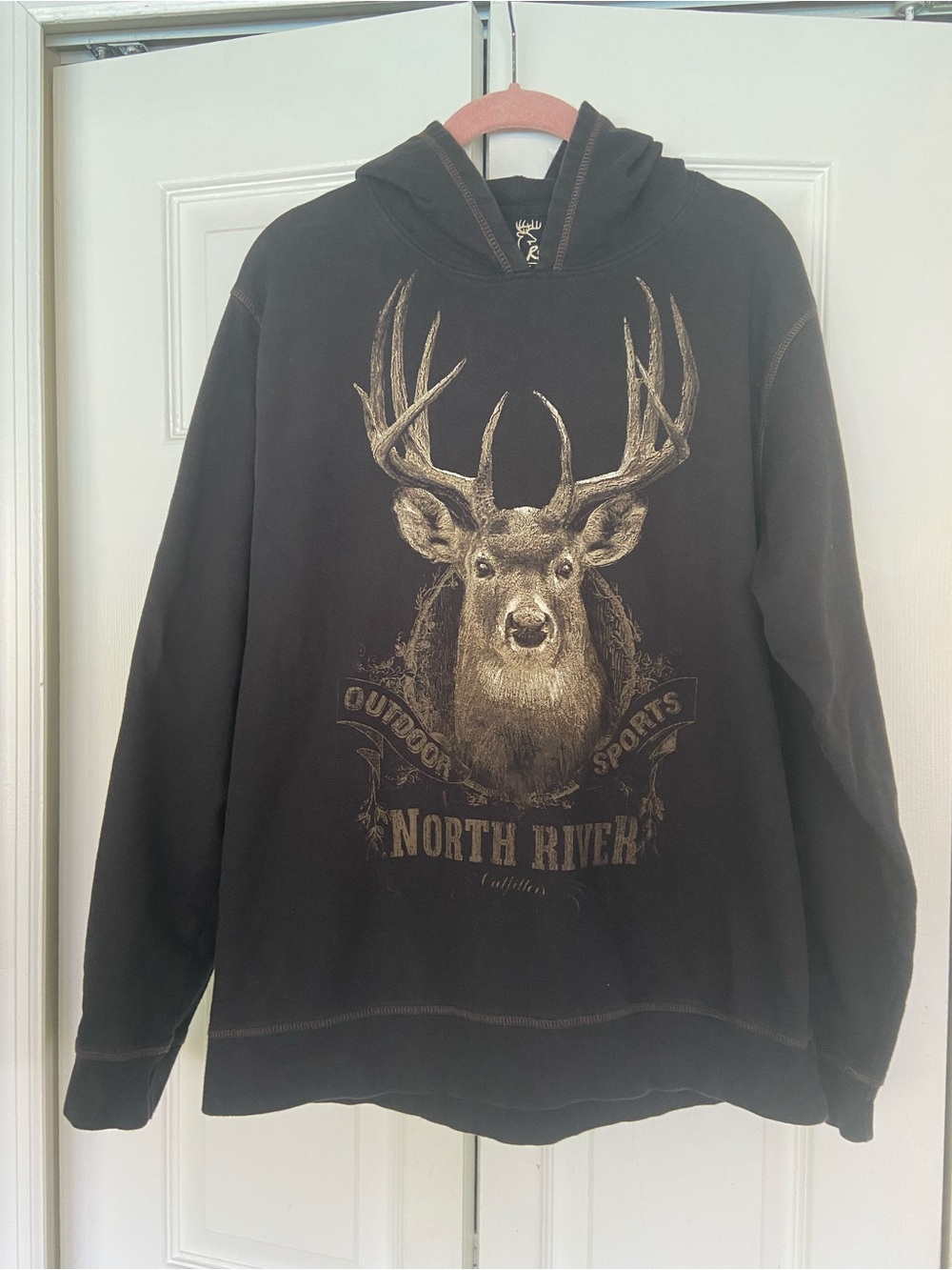 Men’s Black Hooded Sweatshirt with Deer Graphic - North River